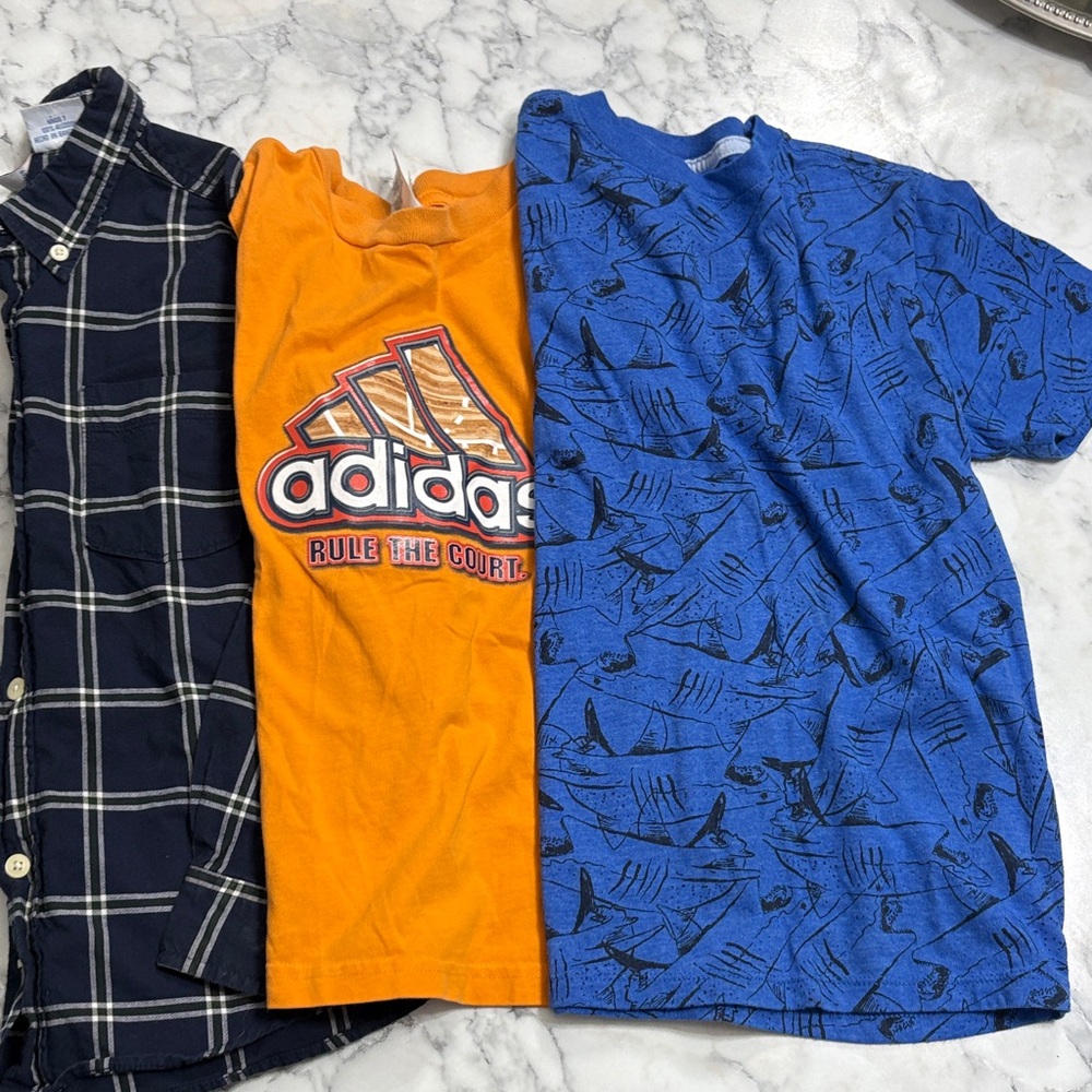 adidas Kids Navy Checkered Button Down Shirt